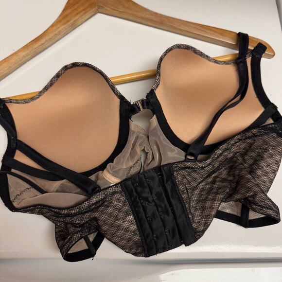 Adore Me Camilla Black Plunge Lace Push Up Bra Women's 36D Underwire Mesh - Picture 6 of 6